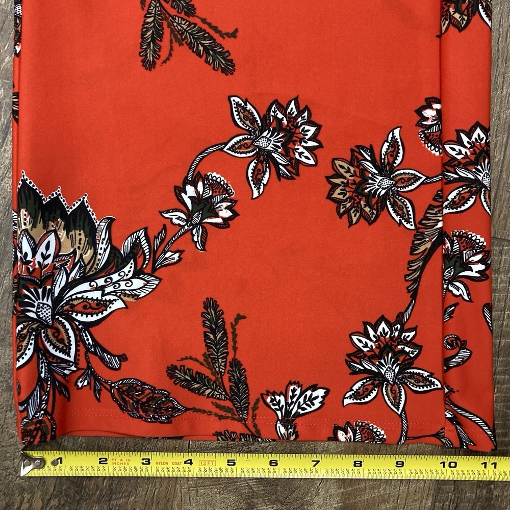 Jude Connally Floral Orange Red Wide Leg Ankle Bohemian Pants Elastic Waist sz M - Picture 9 of 9